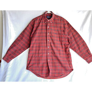 Ralph Lauren Plaid Red and Black Button Down Long Sleeve Shirt Med